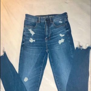 American eagle super high wasted distressed jeggings